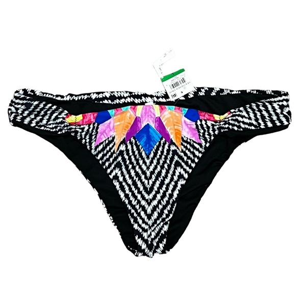 NWT Bar III | Feathered Daze Bikini Bottoms Size Large Reversible Multi & Black - Picture 4 of 16
